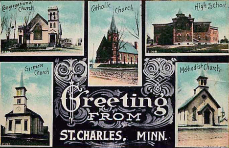 Churches, St. Charles Minnesota, 1910's