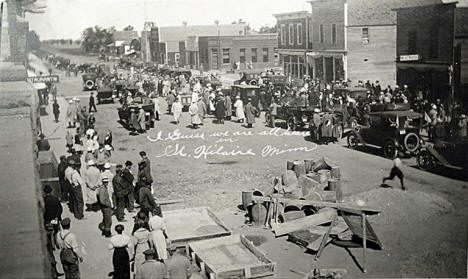 Street scene, St. Hilaire Minnesota, 1920's