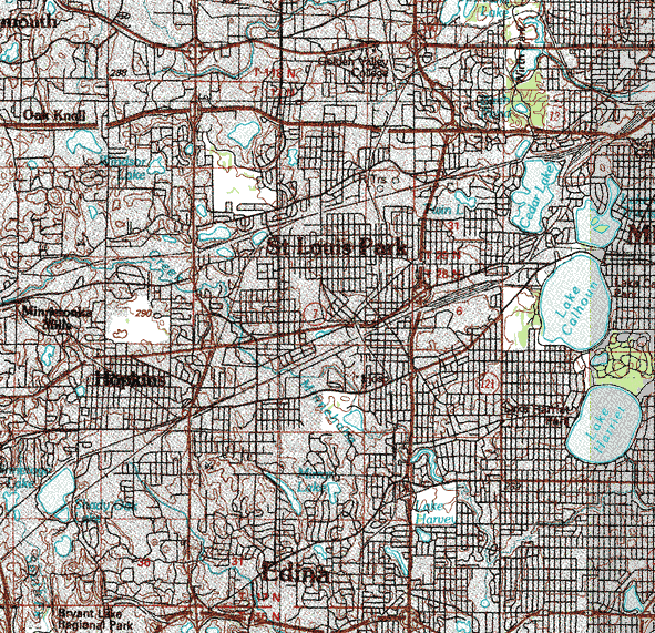 Topographic map of the St. Louis Park Minnesota area