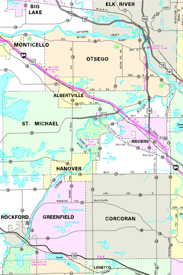 Minnesota State Highway Map of the St. Michael Minnesota area