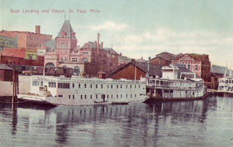 Boat Landing and Depot, St. Paul Minnesota, 1910's
