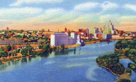 Mississippi River and St. Paul skyline, 1933