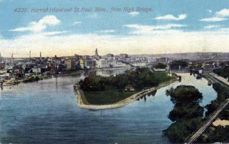 Harriet Island and St. Paul from the High Bridge, 1911