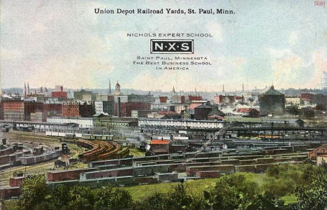 Union Depot Railroad Yards, St. Paul Minnesota, 1913