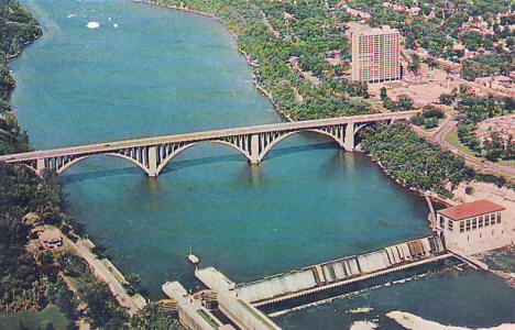 Lock & Dam #2 and Ford Bridge, St. Paul Minnesota, 1960's