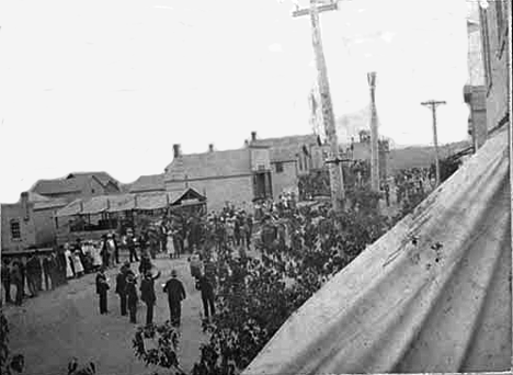 Celebration on Main Street in Starbuck, Minnesota, 1900