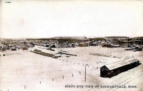 Winter birds eye view of Stewartville Minnesota, 1908
