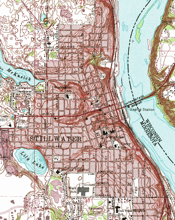 Topographic map of the Stillwater Minnesota area