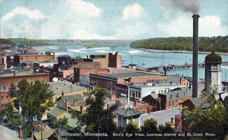Birds eye view of Stillwater Business District and the St. Croix River, 1911