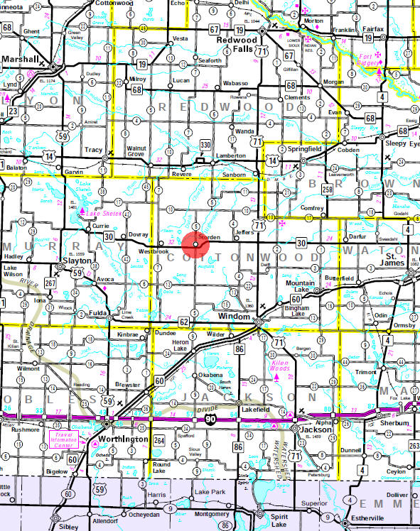 Minnesota State Highway Map of the Storden Minnesota area