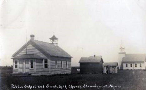 Public School and Swedish Lutheran Church, Strandquist Minnesota, 1900's