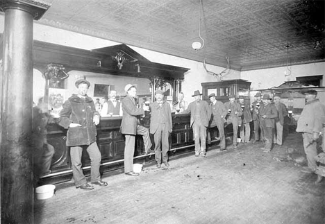Interior of Trapbe Saloon, Swanville Minnesota, 1900