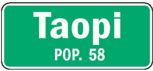 Taopi Minnesota population sign