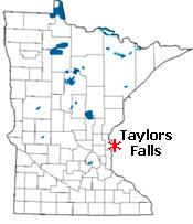 Location of Taylors Falls Minnesota