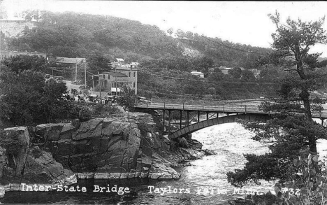 Interstate Bridge and view of Taylors Falls Minnesota, 1920's