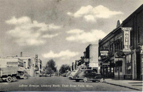 LaBree Avenue looking north, Thief River Falls Minnesota, 1954