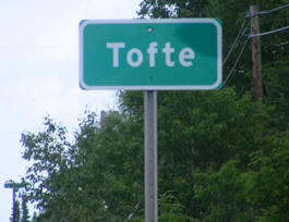 Tofte Minnesota highway sign