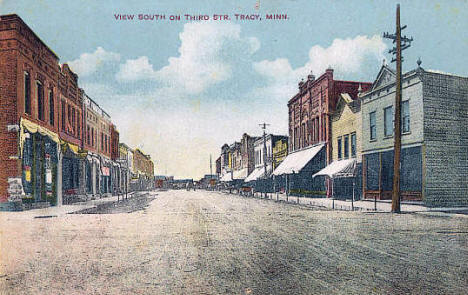 View South on Third Street, Tracy Minnesota, 1908