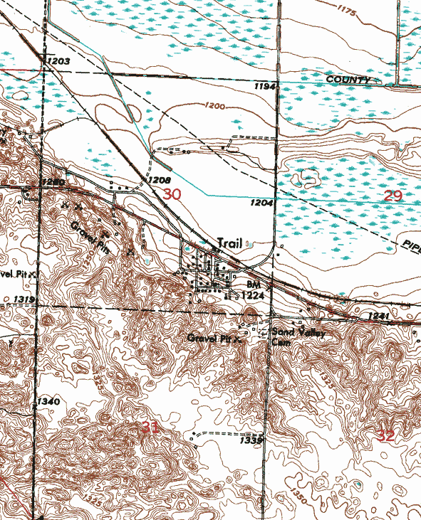 Topographic map of the Trail Minnesota area