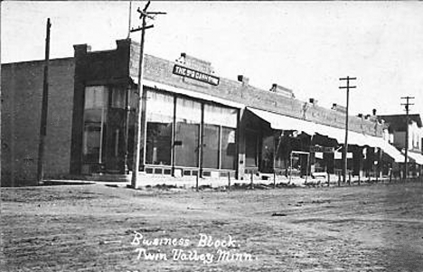 Business block, Twin Valley Minnesota, 1910's
