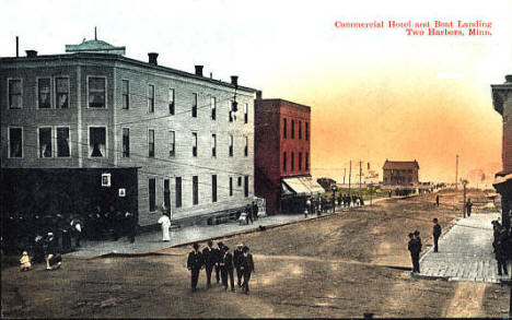 Commercial Hotel and Boat Landing, Two Harbors Minnesota, 1910