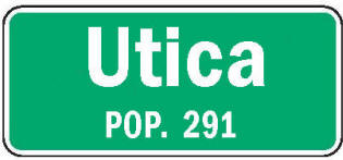 Utica Minnesota population sign