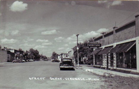Street scene, Verndale Minnesota, early 1950's