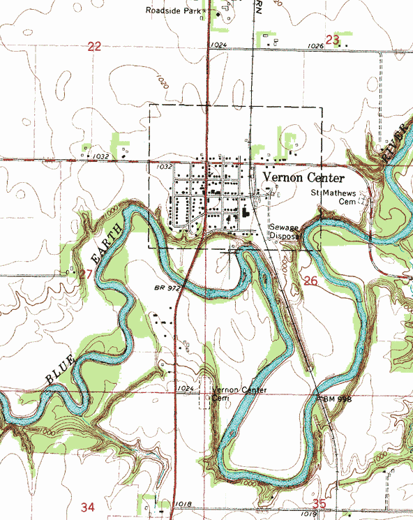 Topographic map of the Vernon Center Minnesota area