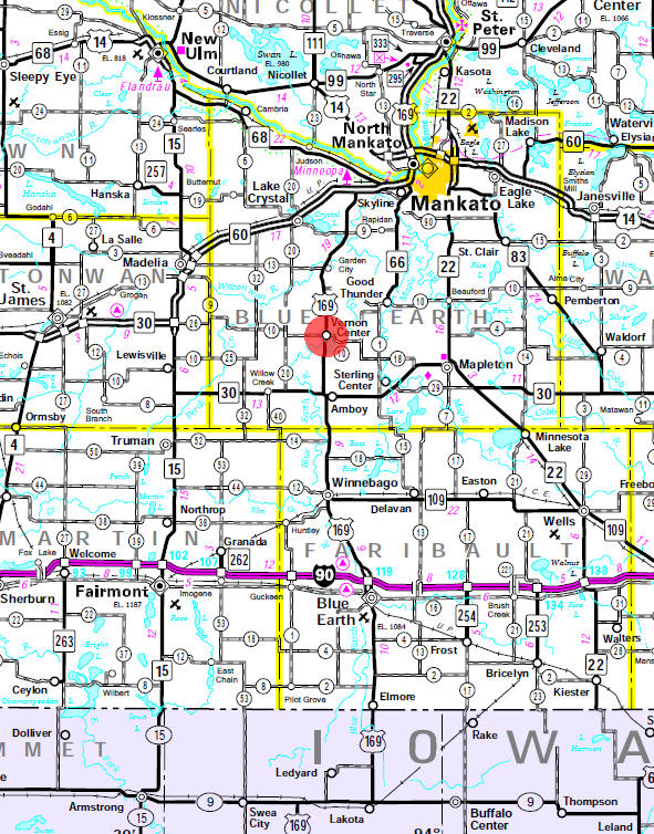 Minnesota State Highway Map of the Vernon Center Minnesota area