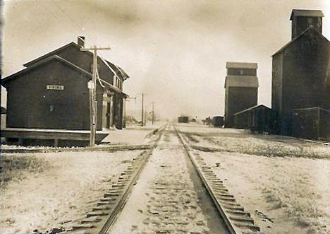 Depot and Elevator, Viking Minnesota, 1910's