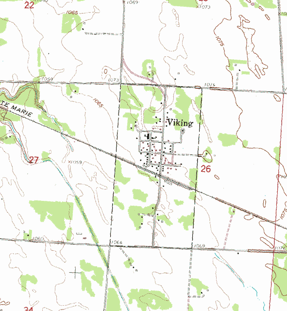 Topographic map of the Viking Minnesota area