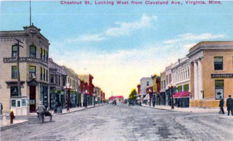 Chestnut Street looking west from Cleveland Avenue, Virginia Minnesota, 1911