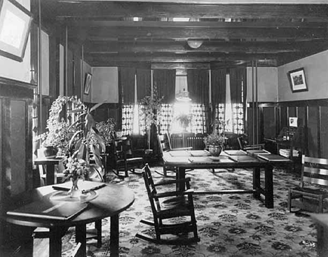 Reading Room, Oliver Iron Mining Company clubhouse, Virginia Minnesota, 1914