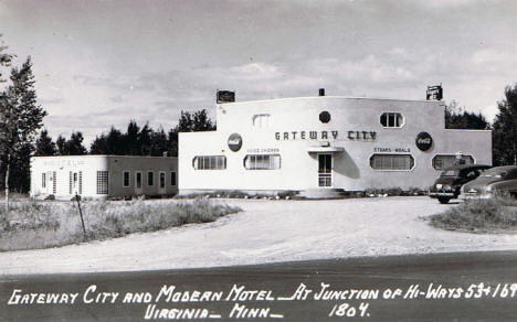 Gateway City and Modern Motel, Virginia Minnesota, 1940's