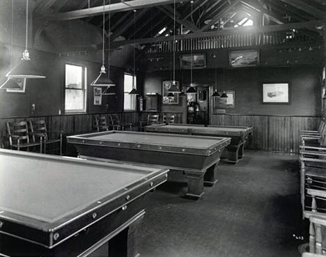 Billiard room, Oliver Iron Mining Company clubhouse, Virginia Minnesota, 1914