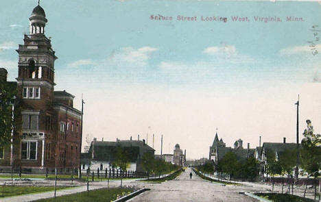 Spruce Street looking west, Virginia Minnesota, 1913