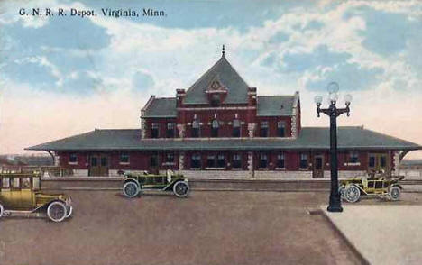 Great Northern Railroad Depot, Virginia Minnesota, 1916