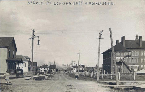 Spruce Street looking east, Virginia Minnesota, 1910