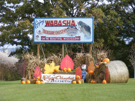 Welcome sign, Wabasha Minnesota, 2009