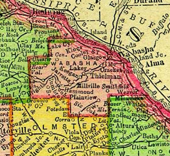1895 Map of Wabasha County Minnesota
