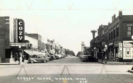 Street Scene, Downtown Wadena Minnesota, 1940