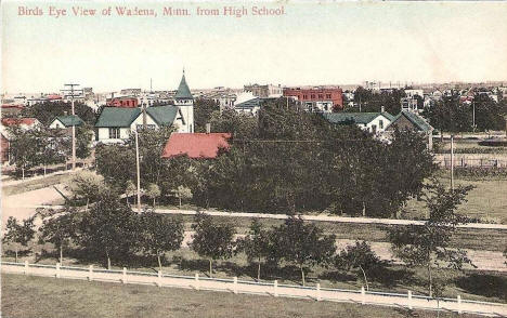 Birds eye view of Wadena Minnesota from the High School, 1910's