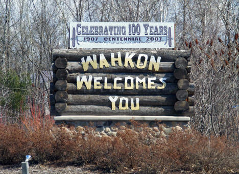 Welcome sign, Wahkon Minnesota, 2009