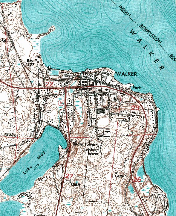 Topographic map of the Walker Minnesota area