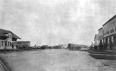 Main Street in Walker after arrival of Colonel Abram A. Harbach and soldiers, 1898