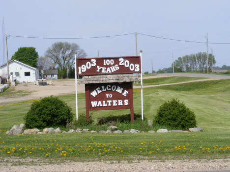 Welcome sign, Walter Minnesota, 2014