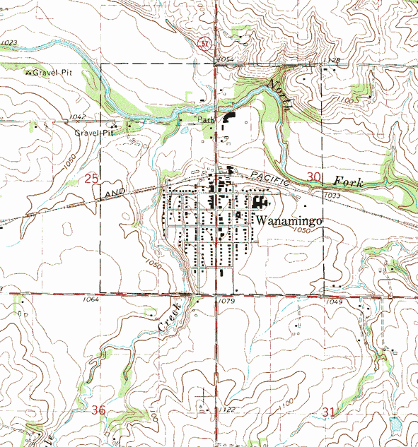 Topographic map of the Wanamingo Minnesota area