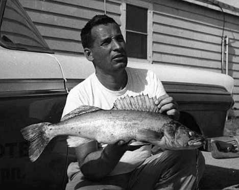 Ten pound walleye pike caught at six mile reef out of Warroad Minnesota, 1960