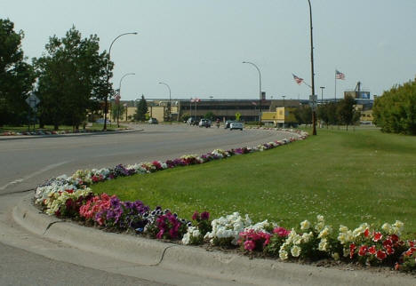 View of Warroad Minnesota, 2006. Marvin Window plant in background.