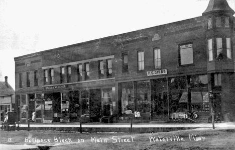 Business Block on Main Street, Waterville Minnesota, 1909